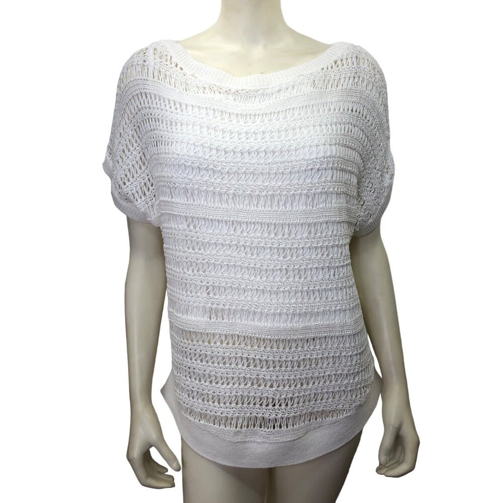 LAUREN RALPH LAUREN $145 COTTON MESH ‎ SHORT SLEEVE SWEATER TOP SM NWT